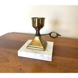 Details: Vintage brass-tone swinging mirror Enamel flowers and butterfly accen